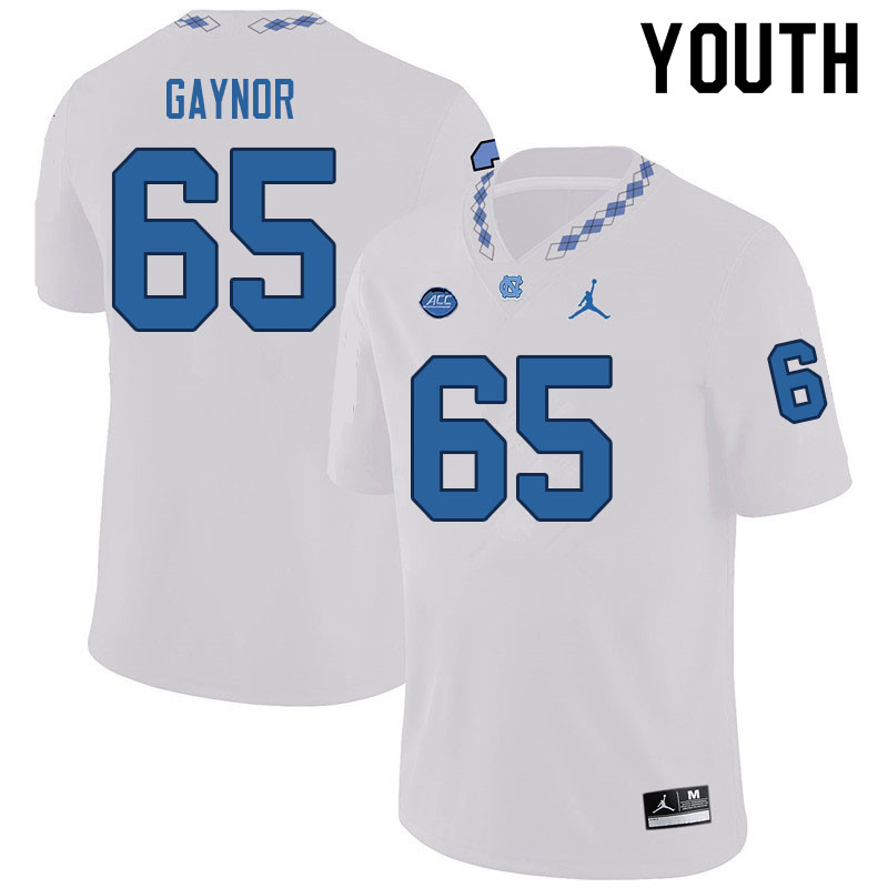 Youth #65 Corey Gaynor North Carolina Tar Heels College Football Jerseys Sale-White